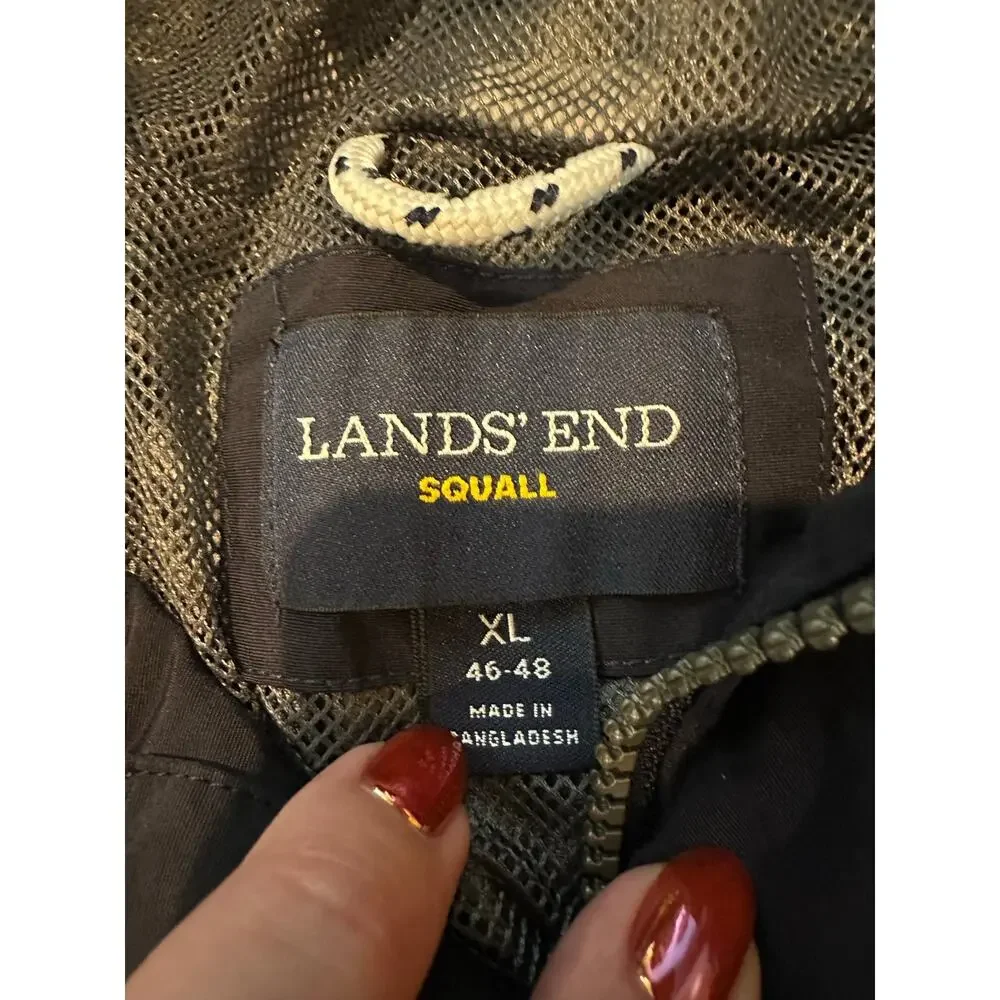 Land's End Squall Rain Jacket Men's Navy Size XL Waterproof Full Zip Lightweight